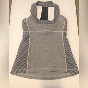 Lululemon Athletica Dark Gray Striped Halter T Back Scoop Neck Tank